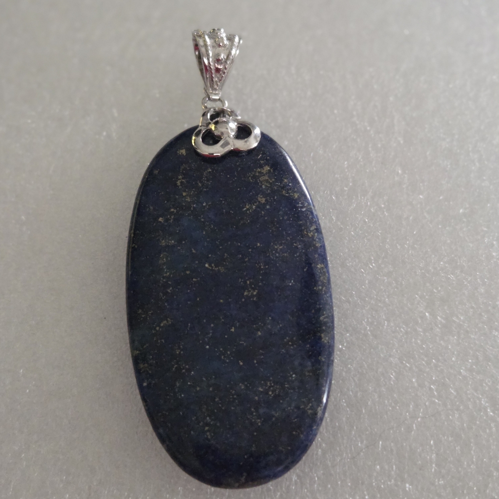 Large Lapis Lazuli Blue Stone Pendant Necklace
